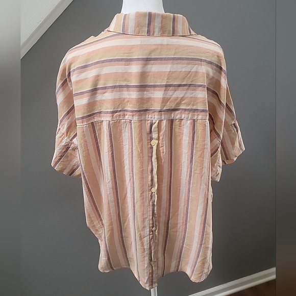 Madewell Courier Button-Back Shirt in Rainbow Stripe Large Cotton Comfy - Picture 5 of 7
